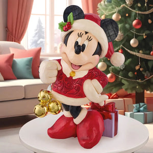 Jim Shore Disney Minnie Mouse – Grande Figurine de Noël avec Clochettes 43 cm