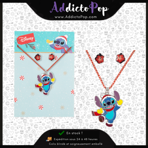 Lilo &amp; Stitch Christmas Set - Necklace + 1 Pair of Stud Earrings 