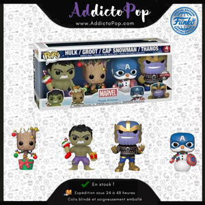 Funko Pop! Marvel Holiday [4-Pack] - Hulk/Groot/Cap Snowman/Thanos (Special Edition) 