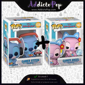 Funko Pop! Disney Lilo & Stitch [1229+1483] - Gamer Stitch + Gamer Angel (Special Edition)