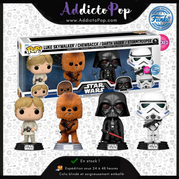 Funko Pop! Star Wars [4-Pack] - Luke Skywalker/Chewbacca/Darth Vader/Stormtrooper (Flocked) (Special Edition)