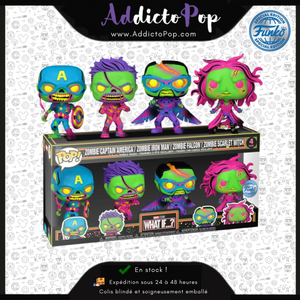 Funko Pop! Marvel What If...? [4-Pack] - Zombie Captain America/Zombie Iron Man/Zombie Falcon/Zombie Scarlet Witch (Black Light) (Special Edition)
