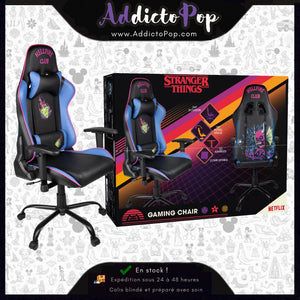 [Konix] Chaise de Bureau Stranger Things Gaming Premium - Inclinaison siège 150° - Cuir PVC - Coussin lombaires et cervicaux - Motif Hellfire Club