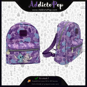 Faux Leather Backpack - Stitch & Angel (Disney) Ohana Mauve - 29x11x26cm (Exclusive)