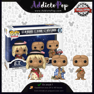Funko Pop! ET The Extra-Terrestrial [3-Pack] - ET in Disguise,ET in Robe &amp; ET with Flowers (Special Edition) 