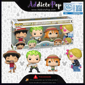 Funko Pop! One Piece [4-Pack] - Monkey D. Luffy/Roronoa Zoro/Nami/Sanji (Metallic) (Special Edition)
