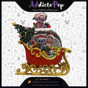 Disney – Traîneau de Noël Stitch & Angel avec Boule à Neige et Paillettes | (Exclusive Costco)