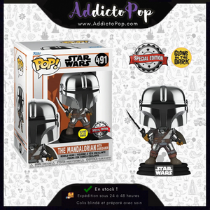 Funko Pop! Star Wars [491] -The Mandalorian with Darksaber (GITD) (Special Edition)