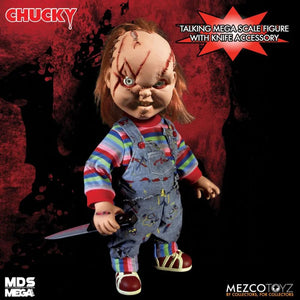 MezcoToys Bride of Chucky – Poupée MDS Mega Scale Talking Scarred Chucky 38 cm with Sound