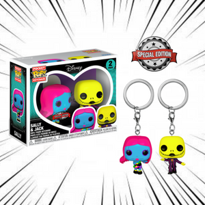 Funko Pop! Keychain [2-Pack] - Jack & Sally Black Light (Special Edition)