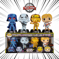Funko Pop! Star Wars [4-Pack] - Darth Vader, Stormtrooper, C-3 PO & Luke Skywalker Retro Series (Special Edition)