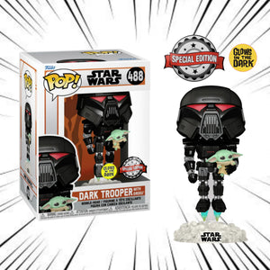 [Boîte endommagée] Funko Pop! Star Wars The Mandalorian [488] - Dark Trooper with Grogu Glow in the Dark (Special Edition)